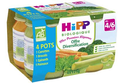 Hipp Biologique Petits pots bébé dès 4/6 mois, assortiment sans sucres  ajoutés, Sans gluten Bio 